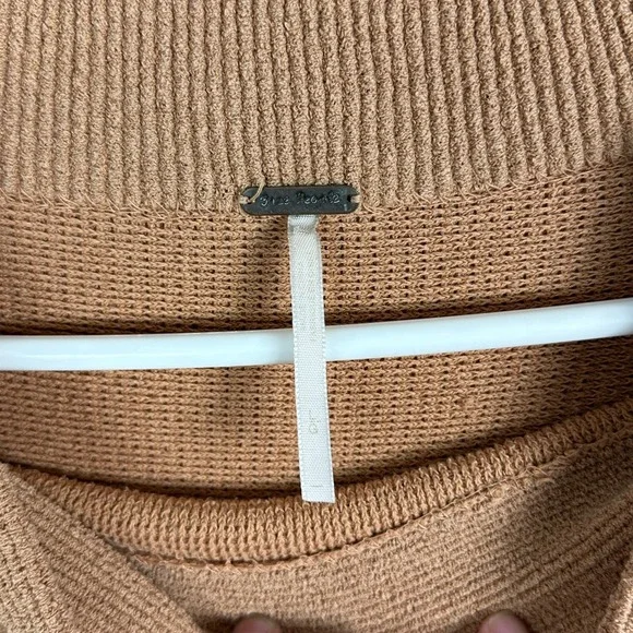 Free People Taupe Ottoman Slouchy Tunic Sweater Dress Size Large Knit Bohemian - Picture 4 of 13